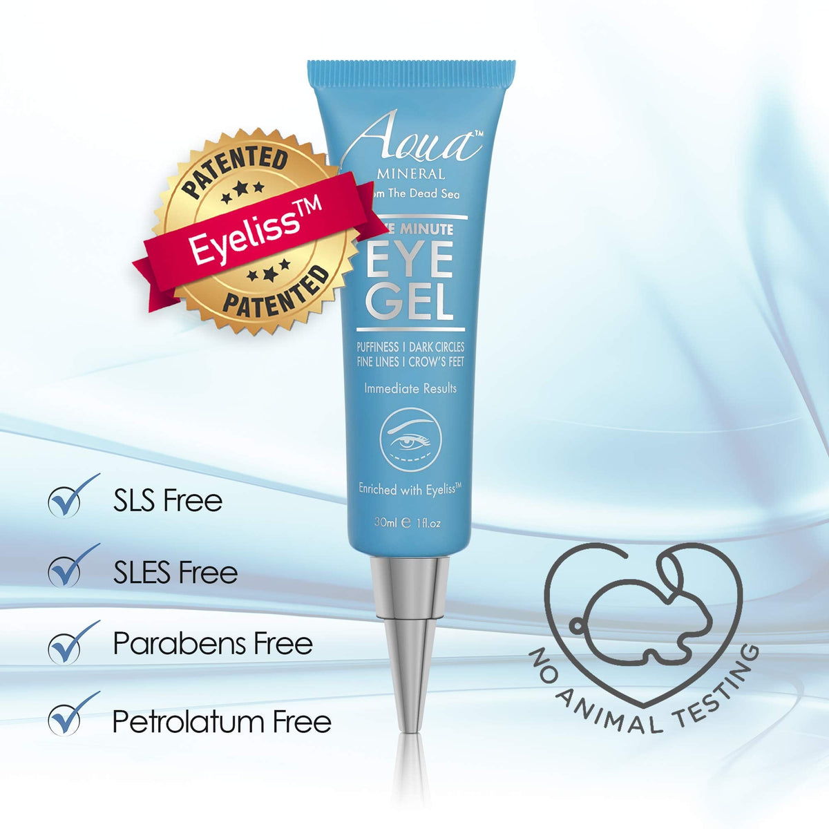 Aqua Mineral Puffy Eye Gel - 30ml (1 oz) - Instant Results Rapid Reduction Eye Gel with Green Tea Extract