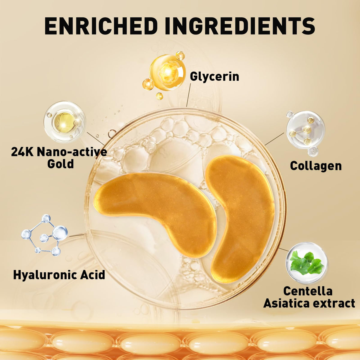 CHMI 24K Gold Under Eye Patches (50 Pairs) - Collagen Eye Masks for Dark Circles, Puffy Eyes, Eye Bags & Wrinkles - Hydrating Anti-Aging Eye Gel Pads
