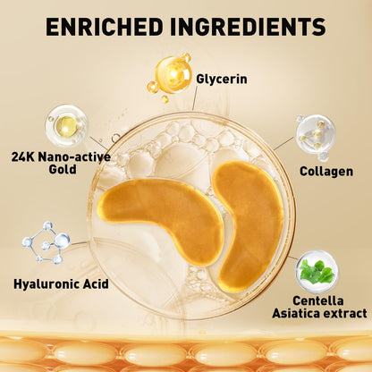 CHMI 24K Gold Under Eye Patches (50 Pairs) - Collagen Eye Masks for Dark Circles, Puffy Eyes, Eye Bags & Wrinkles - Hydrating Anti-Aging Eye Gel Pads
