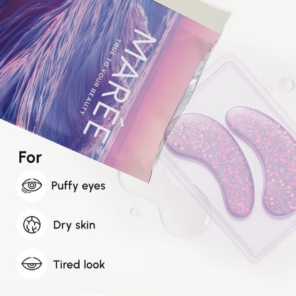 MAREE Violet Eye Gels - Marine Collagen Under Eye Patches for Puffiness, Dark Circles & Intensive Hydration