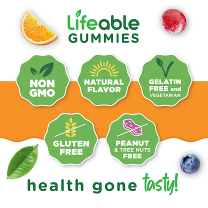 Lifeable Sugar Free Fiber Gummies for Adults - 4g - Great Tasting Fiber Supplement Gummies - Keto Friendly, Gluten Free, Vegan, Non GMO Prebiotic Fiber - for Digestive Health - 90 Gummies