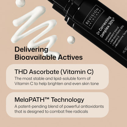 Revision Skincare C+ Correcting Complex 30%, Anti Aging Antioxidant Blend with Vitamin C, Supports Healthy Skin, 1 fl oz