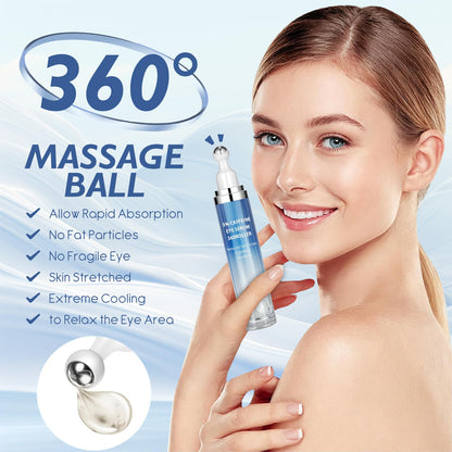 Caffeine & Retinol Eye Cream with 360° Massage Roller (15ml)