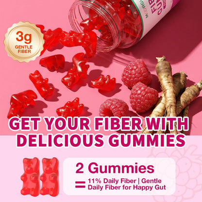 MOORGUMY Fiber Gummies for Digestive Health & Regularity, Sugar-Free High Fiber Supplement for Adults & Kids, Soluble Dietary Fiber, Vegan Fiber Supplements for Men & Women, 120 Count