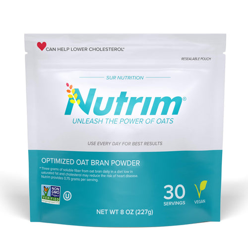 Nutrim Oat Bran Powder with 750mg Beta Glucan per Serving - Easy-Mix Soluble Fiber for Cholesterol Management & Immune Support - Heart Healthy, Non-GMO & Vegan Oatmeal Powder