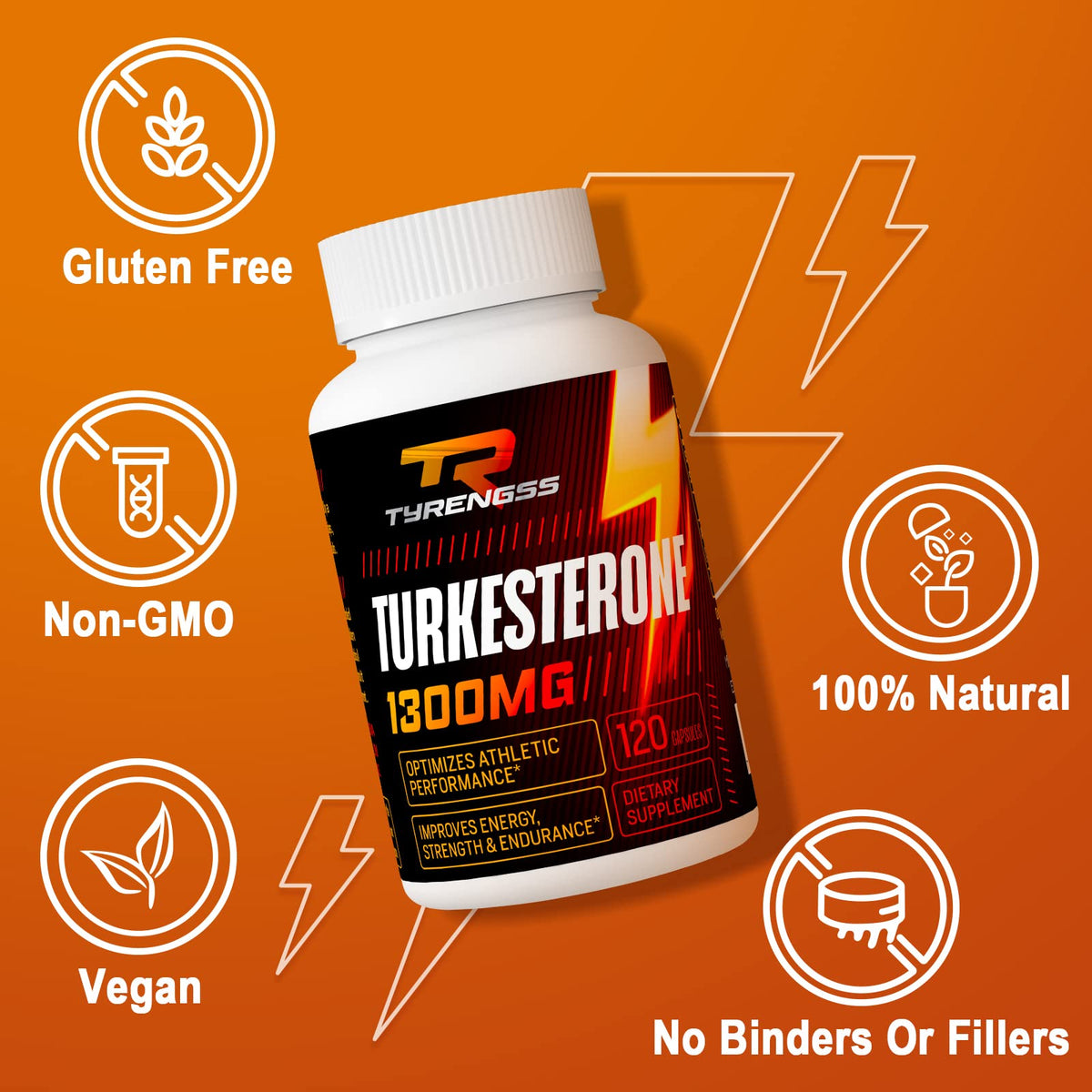 TyRengss Turkesterone 1300mg Testosterone Booster for Men - Ajuga Turkestanica Extract (20%) for Muscle Mass & Athletic Performance - 240 Capsules