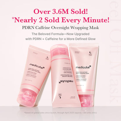 medicube Wrapping Mask PDRN Caffeine Overnight Peel Off Facial Mask - Firming, Depuffing & Hydration - Caffeine, Collagen For Refined, Glass Skin & Face Contour Support - Korean Skin Care, 2.53 fl.oz