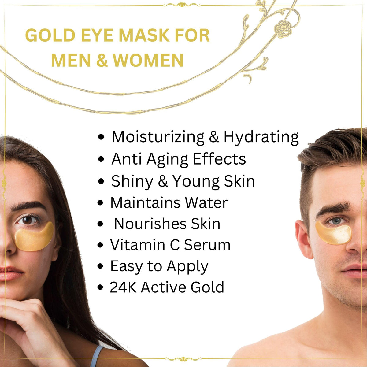 Green Cosmos 24k Gold Crystal Collagen Eye Masks (30 Pairs)