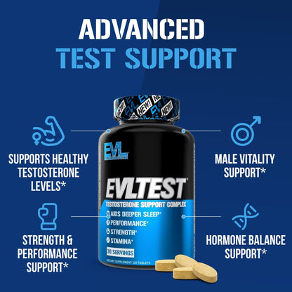 Complete Testosterone Booster for Men - Post-Workout Recovery, Muscle & Strength Support with DIM, D-Aspartic Acid & Tribulus - EVL Test