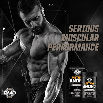 PMD Methyl Andro Hardcore Testosterone Support for Men - Lean Muscle, Strength & Workout Performance Supplement - 90 Capsules