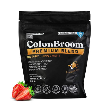 ColonBroom Premium Weight Management Supplement (Strawberry, 90 Servings) - Colon Broom Psyllium Husk Fiber Powder Drink - Gluten Free, Non-GMO Colon Cleanse for Bloating Relief & Gut Health