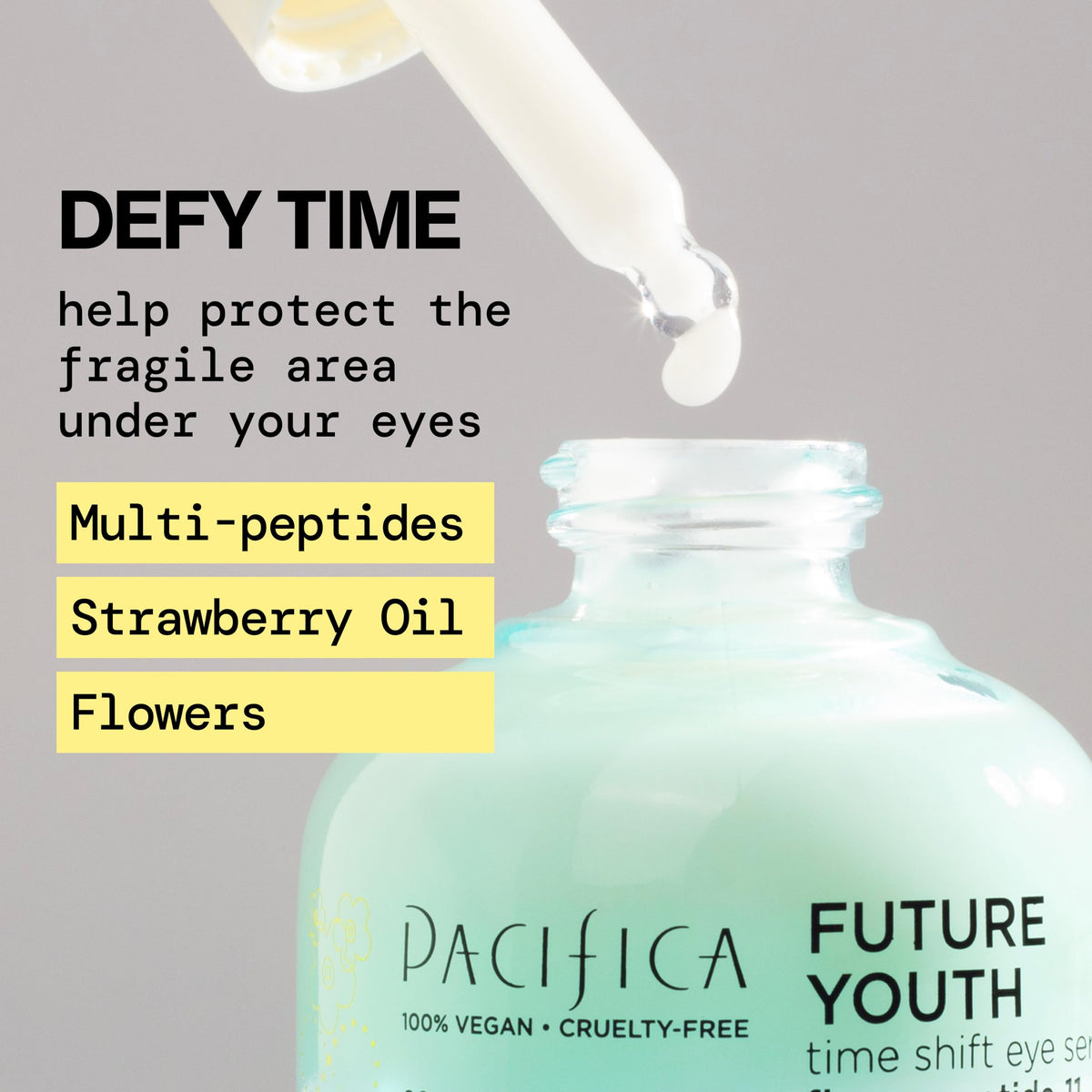 Pacifica Future Youth Time Shift Eye Serum - Lifting & Firming Peptide Treatment for Fine Lines & Dark Circles (0.5 fl. oz)