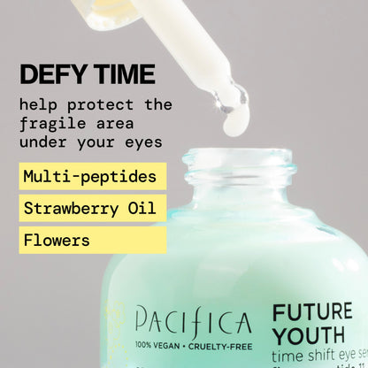 Pacifica Future Youth Time Shift Eye Serum - Lifting & Firming Peptide Treatment for Fine Lines & Dark Circles (0.5 fl. oz)