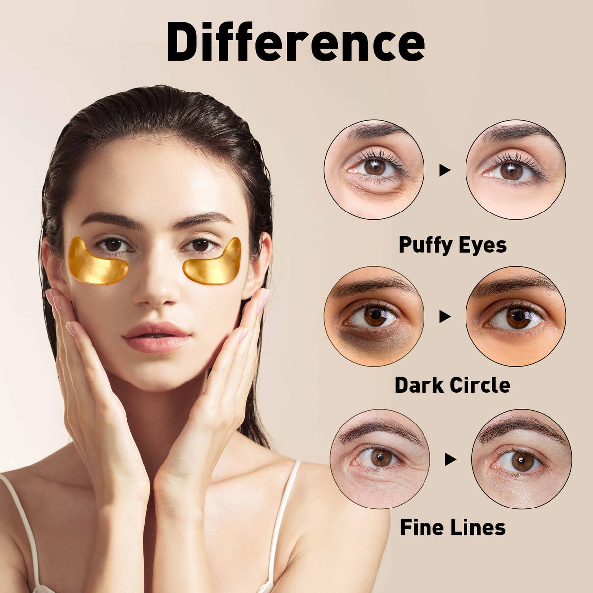 CHMI 24K Gold Under Eye Patches (50 Pairs) - Collagen Eye Masks for Dark Circles, Puffy Eyes, Eye Bags & Wrinkles - Hydrating Anti-Aging Eye Gel Pads