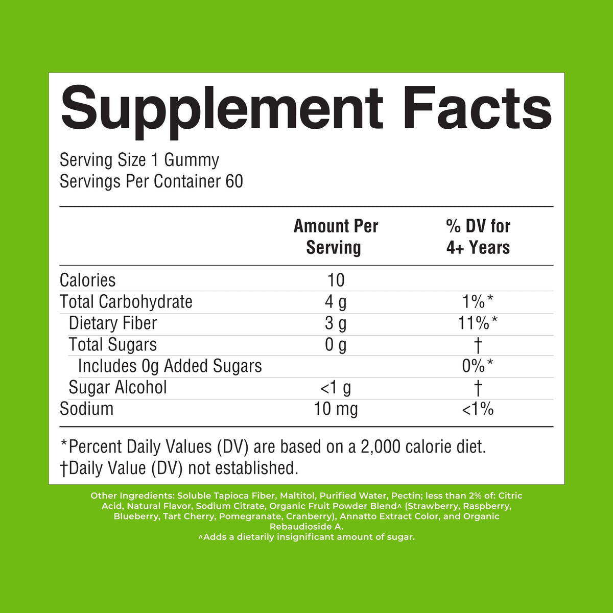 MARYRUTH'S Fiber Gummies for Kids - 2 Month Supply - Sugar Free - Kids Fiber Gummies Ages 4+ - Soluble Fiber Supplement - Gut Health & Digestion Support - 3g Fiber per Gummy - Vegan - 60 Count