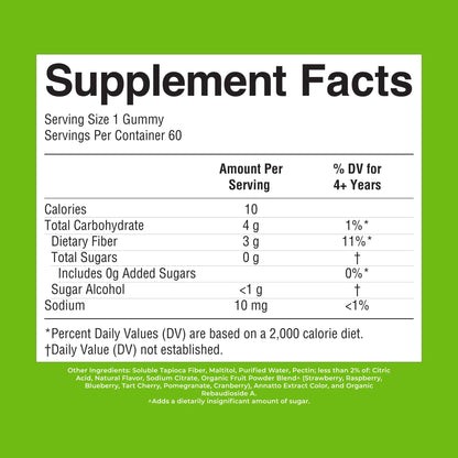 MARYRUTH'S Fiber Gummies for Kids - 2 Month Supply - Sugar Free - Kids Fiber Gummies Ages 4+ - Soluble Fiber Supplement - Gut Health & Digestion Support - 3g Fiber per Gummy - Vegan - 60 Count