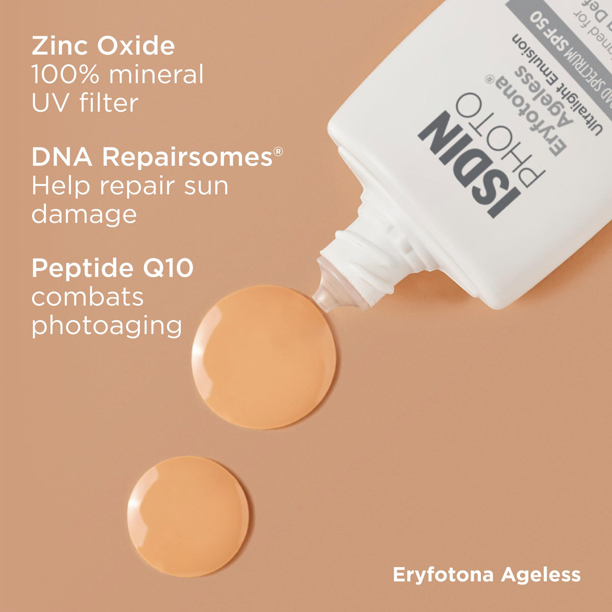 ISDIN Eryfotona Ageless SPF 50 (1.7 Fl Oz) - Tinted Mineral Sunscreen for Face with Zinc Oxide - Anti-Aging Sunscreen with DNA Repairsomes & Vitamin E - No White Cast, Dermatologist Recommended