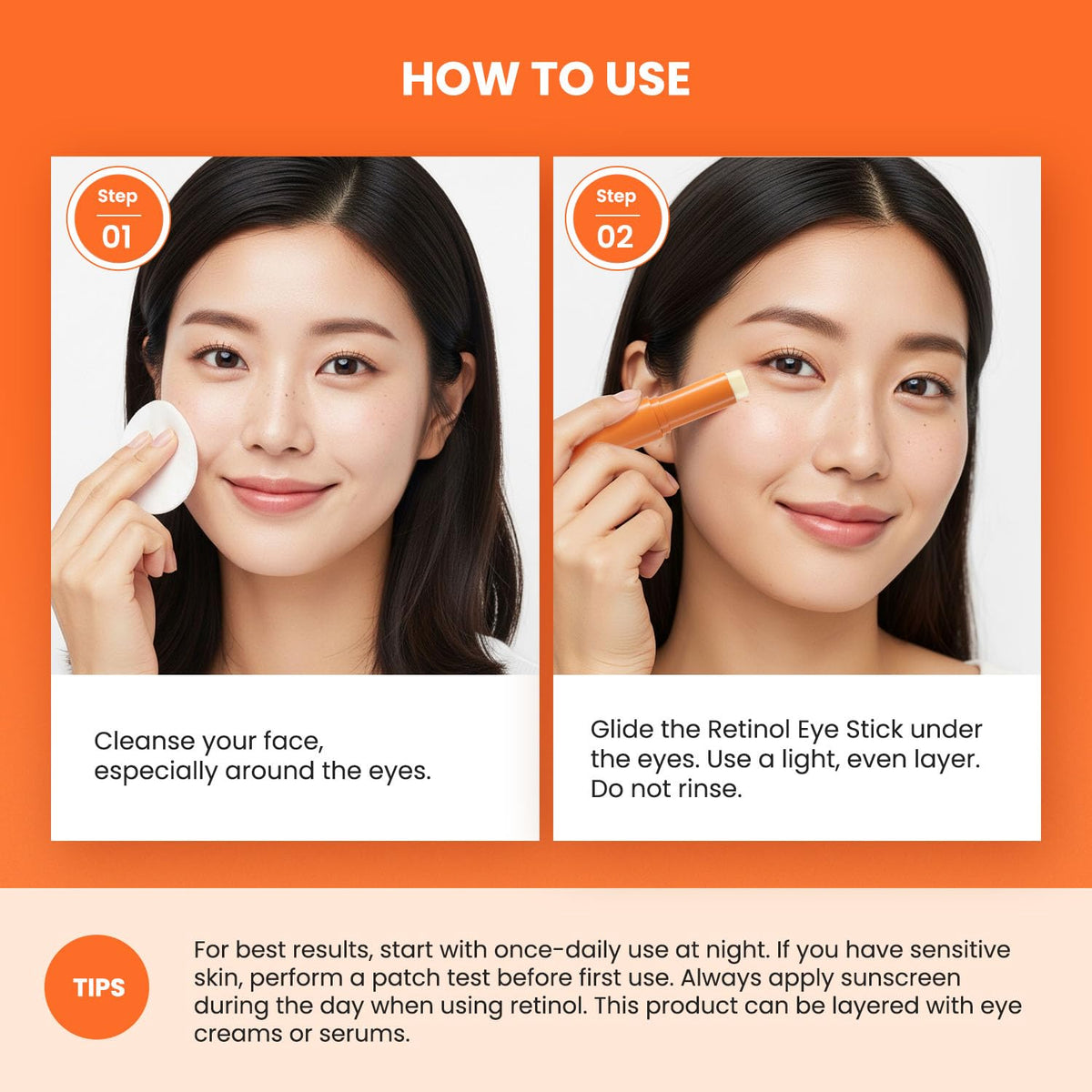 VELAMO ADVANCED Retinol Eye Stick Duo (2 Pcs) - Korean Upgraded Formula with Collagen, Niacinamide & Peptides (10g x 2)