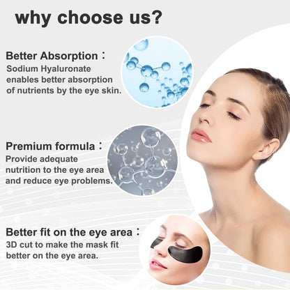Permotary Crystal Collagen Eye Pads - Detox & Repair Black (30 Pairs)