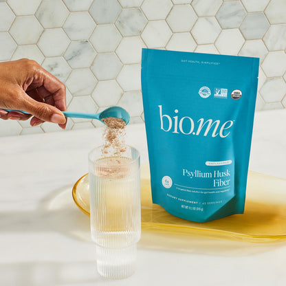 Bio.me Psyllium Husk Fiber Unflavored (6g Per Serving) - Gluten-Free Fiber Supplement for Women & Men - Psyllium Husk Powder for Healthy Digestion, Bowel Regularity & Bloating Relief - 45 Servings