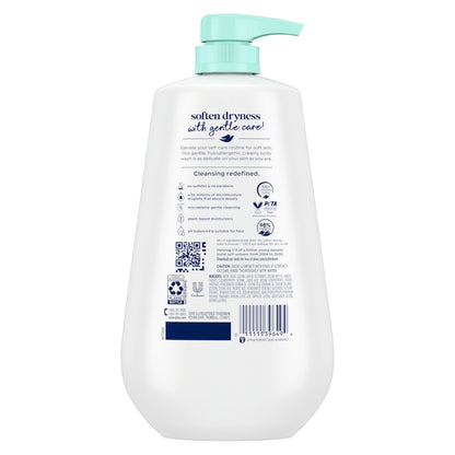 Dove Sensitive Skin Body Wash with Pump, 24hr Moisturizing Gentle Hypoallergenic Cleanser 30.6 oz