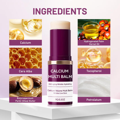 Cemenrete Calcium Volume Multi Balm Set - Korean Anti-Aging Formula for Face, Eyes & Neck - Hydrating & Firming Treatment (2 Pcs)