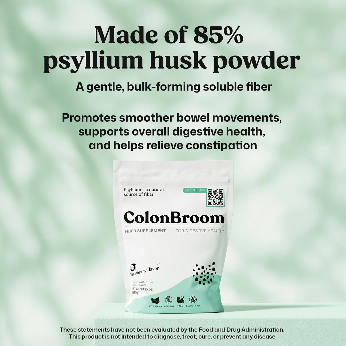ColonBroom Psyllium Husk Powder (Strawberry, 150 Servings) - Colon Cleanse for Bloating Relief & Gut Health - Colon Broom Fiber Powder Drink - Vegan, Gluten Free, Non-GMO Fiber Powder Supplement