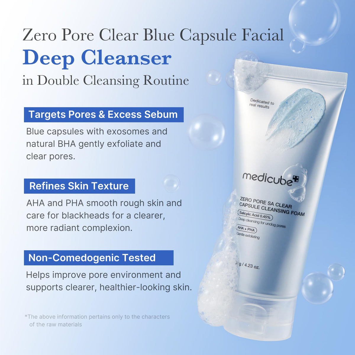 medicube Facial Cleanser Zero Pore Capsule Cleansing Foam - Daily Gentle Cleanser for Skin Texture, Blackhead & Pore Care - AHA, BHA & PHA for Deep Cleansing - Korean Skincare, 4.23 oz