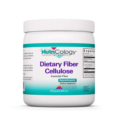 Nutricology Dietary Fiber Cellulose Powder - 250 g Insoluble Non-Fermentable Fiber - Microcrystalline Cellulose Supplement - Digestion & Bowel Motility Support - 125 Servings - 250 g