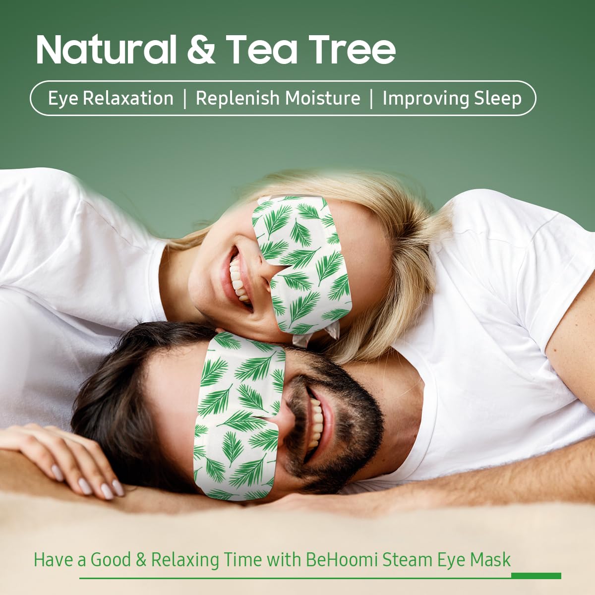 BeHoomi Self Heating Steam Eye Mask - Tea Tree Heated Eye Mask Warm Compress for Sleep, Spa & Relaxation (20 Pack)