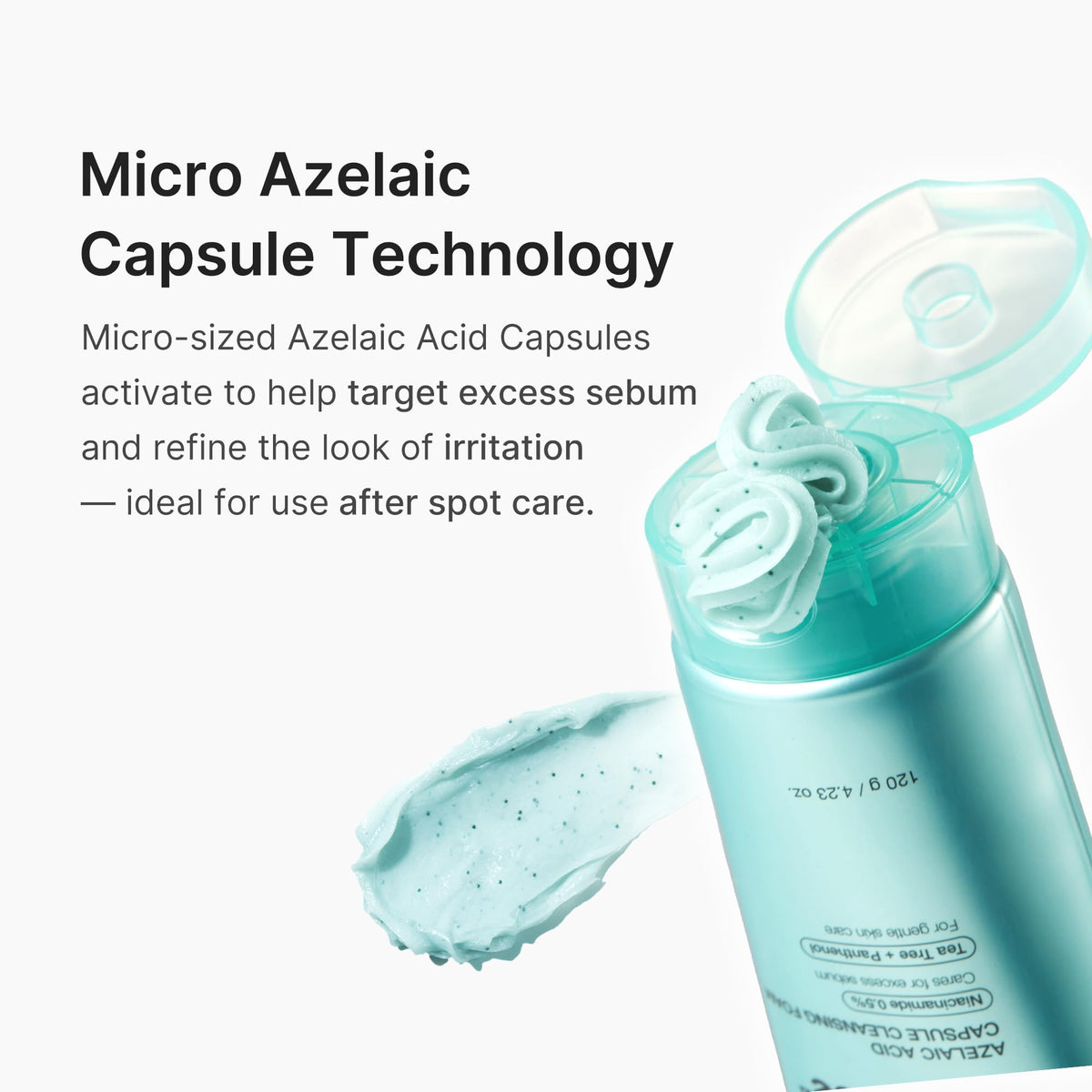 medicube Facial Cleanser Azelaic Acid Capsule Foam Cleanser - Soothing Daily Cleansing Foam For Troubled Skin & Excess Sebum Control - Uneven Skin with Niacinamide, Glycerin - Korean Skincare, 4.23 oz