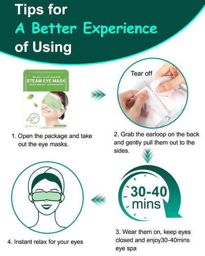 16-Pack Steam Eye Masks for Dry Eyes - Self-Heating Warm Compress for Eye Fatigue & Puffiness - Disposable Travel Essentials - Unscented Spa Relaxation Gift Set