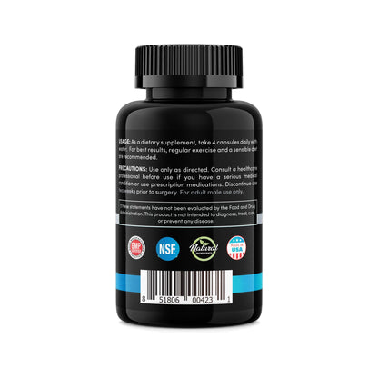High T Black Testosterone Booster for Men - Nitric Oxide Pump, Energy & Libido Support 120 Capsules (30 Day Supply)