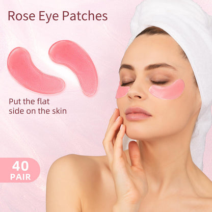 USTELIR Rose Under Eye Patches - 40 Pairs - Soothing Eye Masks for Dark Circles, Puffy Eyes & Wrinkles