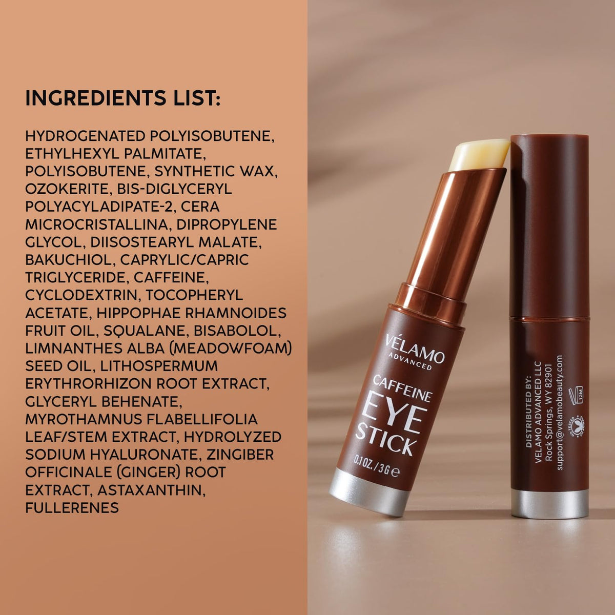 VELAMO Advanced Caffeine & Retinol Eye Stick Duo - AM/PM Under Eye Balm for Dark Circles, Puffiness & Wrinkles