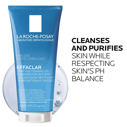 La Roche-Posay Effaclar Purifying Foaming Gel Cleanser for Oily Skin, With Zinc Pidolate To Remove Excess Oil & Shine, Alcohol Free & Oil Free, Face Wash For Oily Skin, Sensitive Skin Tested