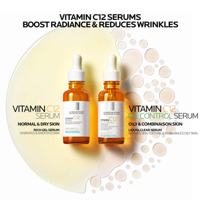 La Roche-Posay Pure 12% Vitamin C Oil Control Serum For Face With Hyaluronic Acid & Salicylic Acid, Hydrating Face Serum for Oily & Combination Skin, Boost Radiance & Reduce Wrinkles