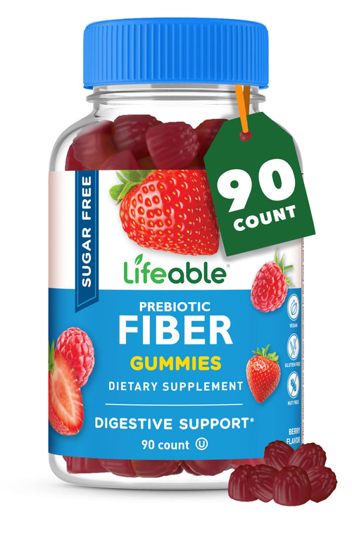 Lifeable Sugar Free Fiber Gummies for Adults - 4g - Great Tasting Fiber Supplement Gummies - Keto Friendly, Gluten Free, Vegan, Non GMO Prebiotic Fiber - for Digestive Health - 90 Gummies
