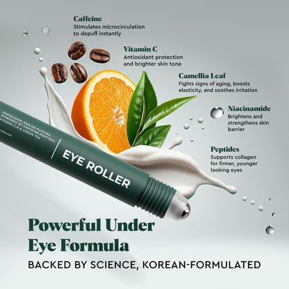 WOLF Project Under Eye Roller - Caffeine, Vitamin C & Peptides Eye Serum for Dark Circles, Puffiness & Fine Lines