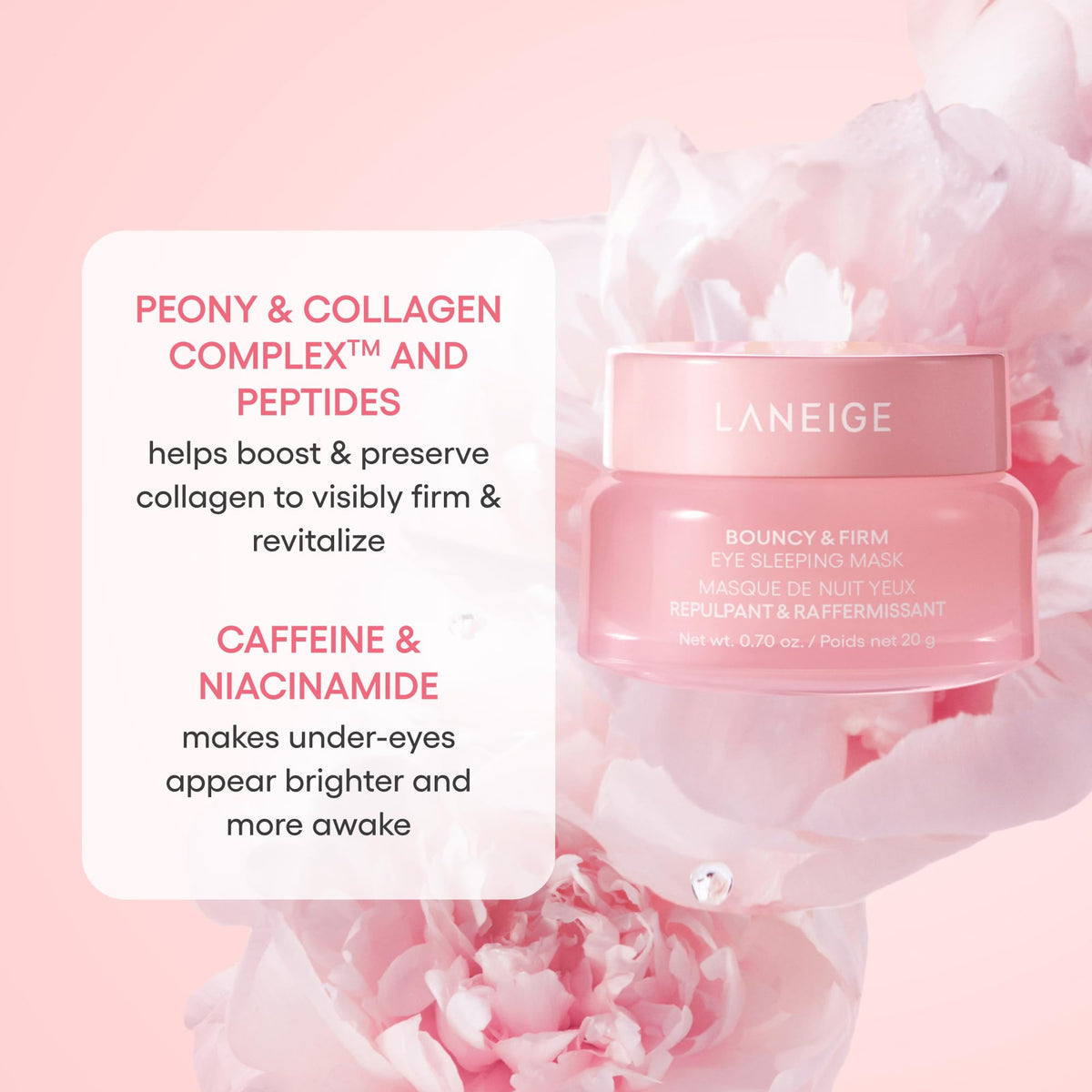 LANEIGE Bouncy & Firm Eye Sleeping Mask - Peony & Collagen Complex