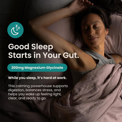Nighttime Prebiotic Fiber Powder with Digestive Enzymes & Magnesium Glycinate for Sleep, On-The-Go Travel 7 Pack - Gut Health Supplement for Women & Men - Bloating Relief Soluble and Insoluble Fiber