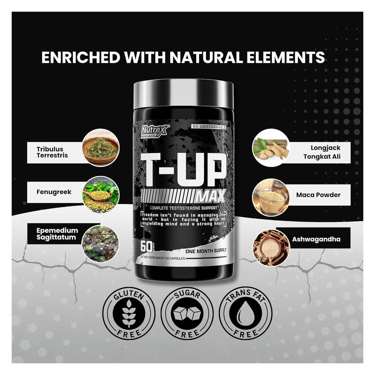 Testosterone Booster for Men - Muscle, Strength & Recovery Support Supplement - Nutrex T-UP 60 Capsules