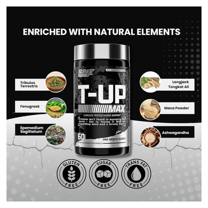 Testosterone Booster for Men - Muscle, Strength & Recovery Support Supplement - Nutrex T-UP 60 Capsules