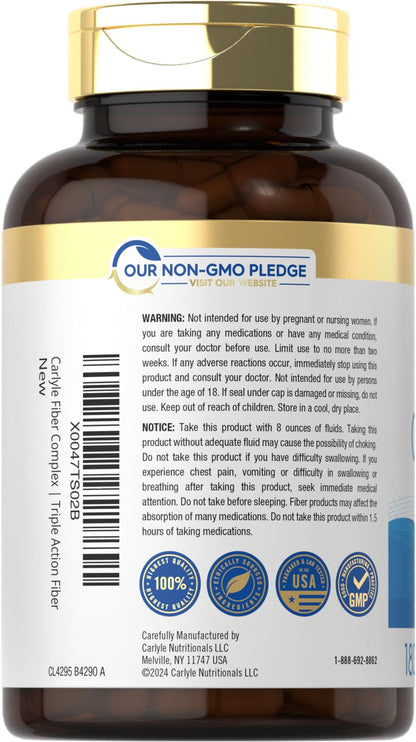 Carlyle Triple Action Fiber Complex - 180 Capsules - Vegetarian, Non-GMO and Gluten Free Supplement