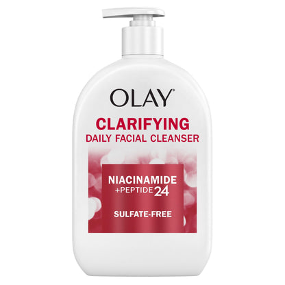 Olay Face Wash, Daily Facial Cleanser with Niacinamide, Peptides & Glycerin - Clarifying, Refreshes Skin Surface, Refines Appearance of Pores - Sulfate-Free, Paraben-Free, Oil-Free, 16 Oz