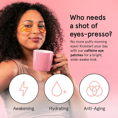 grace & stella Caffeine & Bronze Under Eye Patches - 6 Pairs - Niacinamide & Hyaluronic Acid Vegan Gel Masks
