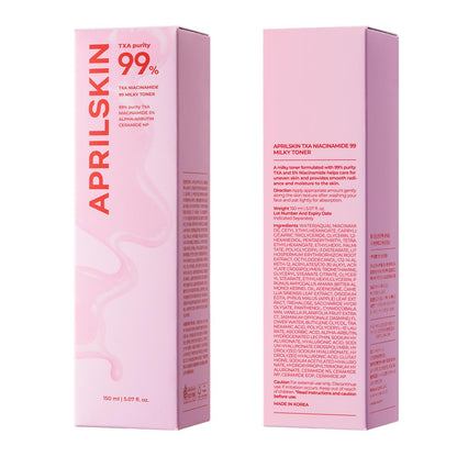 APRILSKIN TXA+Niacinamide 99 Pink Milky Toner - 99% High-Purity TXA 3%+ Niacinamide 5% for Brightening - Highly Concentrated Cream Toner - Deep Moisturizing Formula for Dull Skin - 5.07 fl.oz.