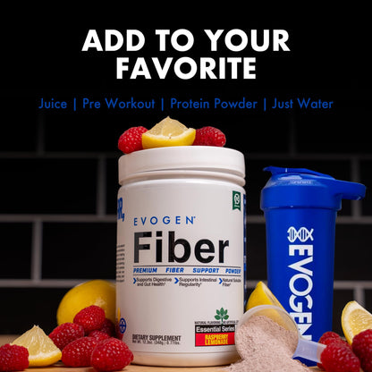 Evogen Fiber - Premium Fiber Powder Supplement - No Bloat, Constipation & Gut Health Support - Natural Raspberry Lemonade - 30 Servings