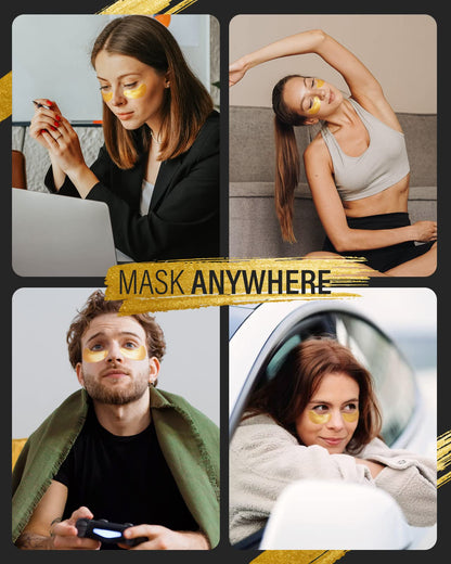 Maskiss 24k Gold Under Eye Patches (25 Pairs) - Collagen & Hyaluronic Acid Eye Mask for Dark Circles & Puffiness