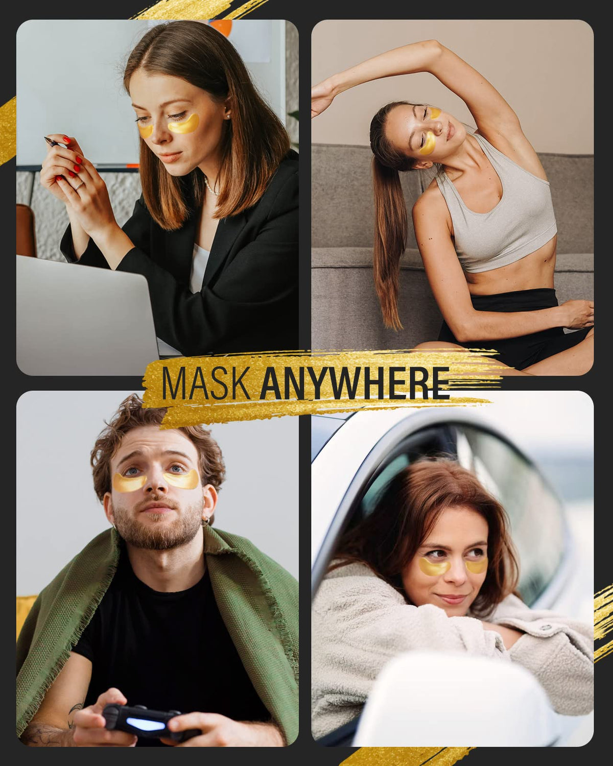 Maskiss 24k Gold Under Eye Patches (15 Pairs) - 2-Week Supply Collagen & Gold Eye Mask for Dark Circles & Puffiness